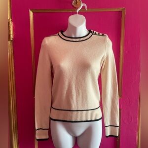 Vanessa Seward cream and Navy merino wool sweater size small